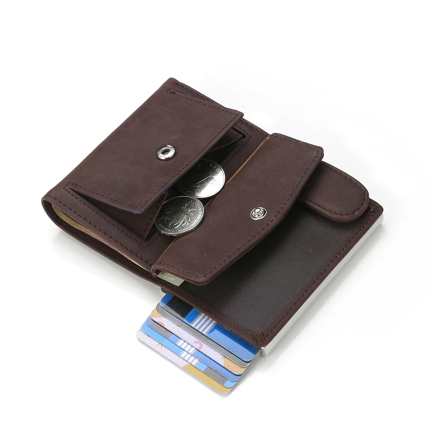 Push Aluminum Wallet Anti-theft Brush Multi-function