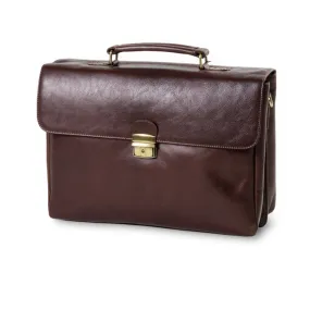 Quindici Leather Flapover Briefcase - Light Brown