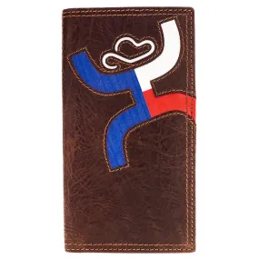 "Texican" Brown/Texas Flag Inlay Rodeo Wallet