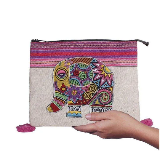 Rainbow Elephant Clutch - Ipad Table Bag, Thailand