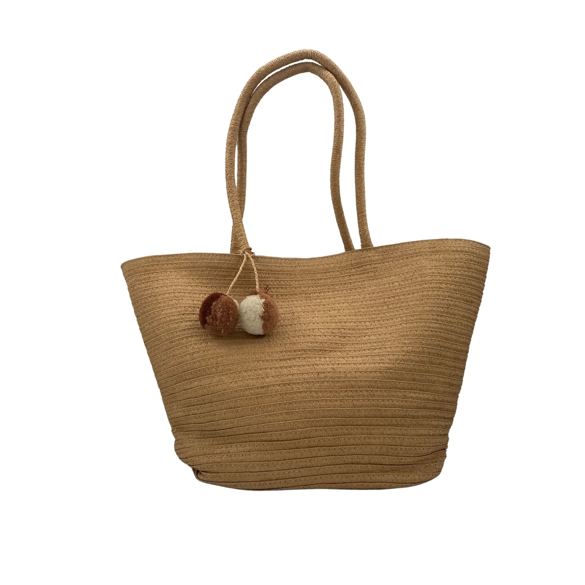 Raphia Beach Bag Pompom