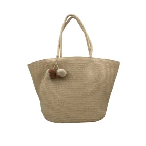 Raphia Beach Bag Pompom