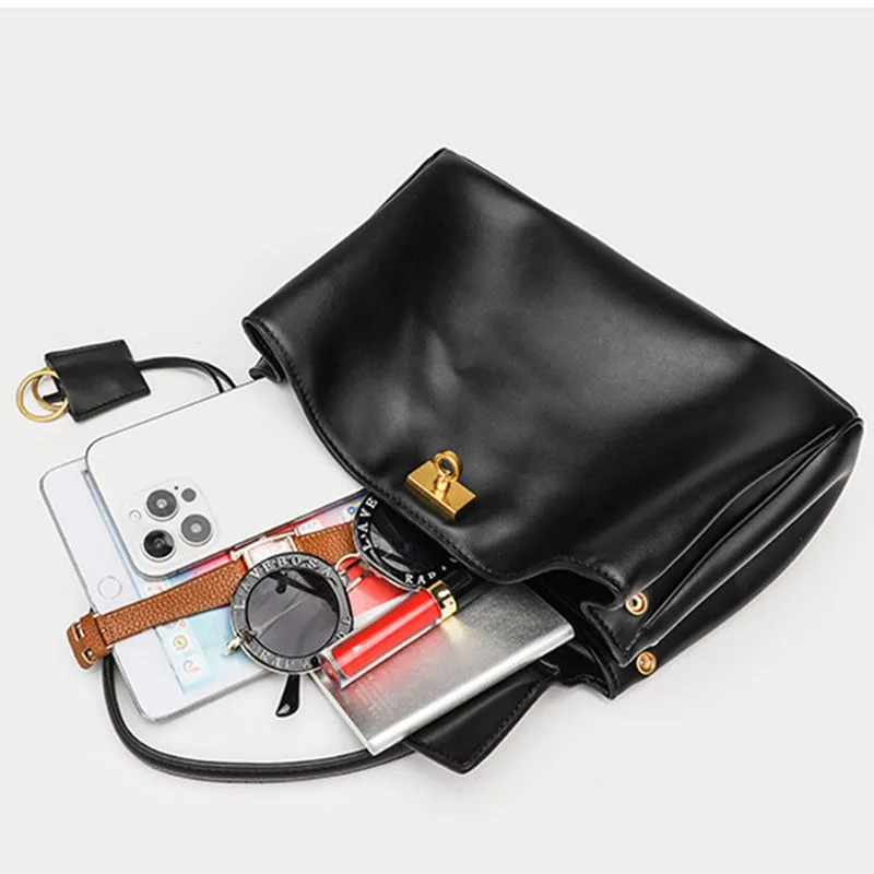 Reo Black Smooth Calfskin Women's Large Handbag