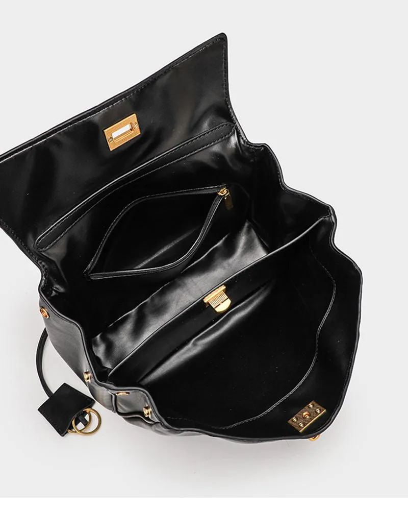 Reo Black Smooth Calfskin Women's Large Handbag