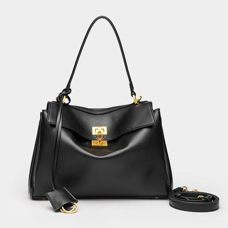 Reo Black Smooth Calfskin Women's Large Handbag