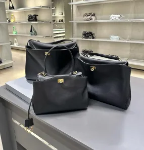 Reo Black Smooth Calfskin Women's Large Handbag