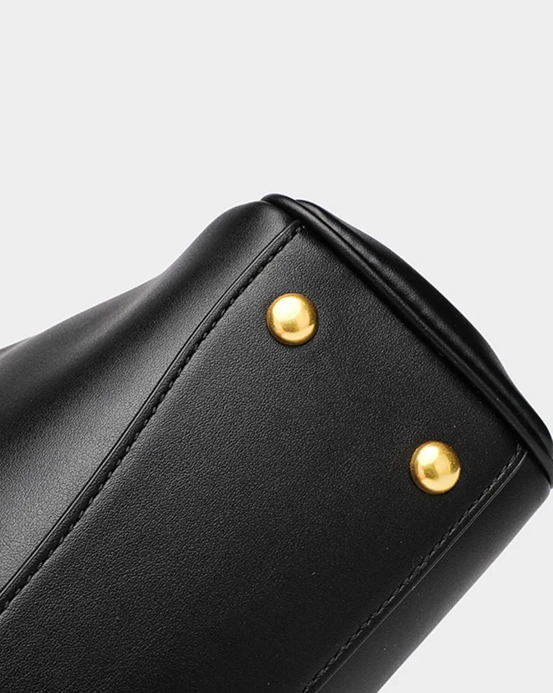 Reo Black Smooth Calfskin Women's Large Handbag