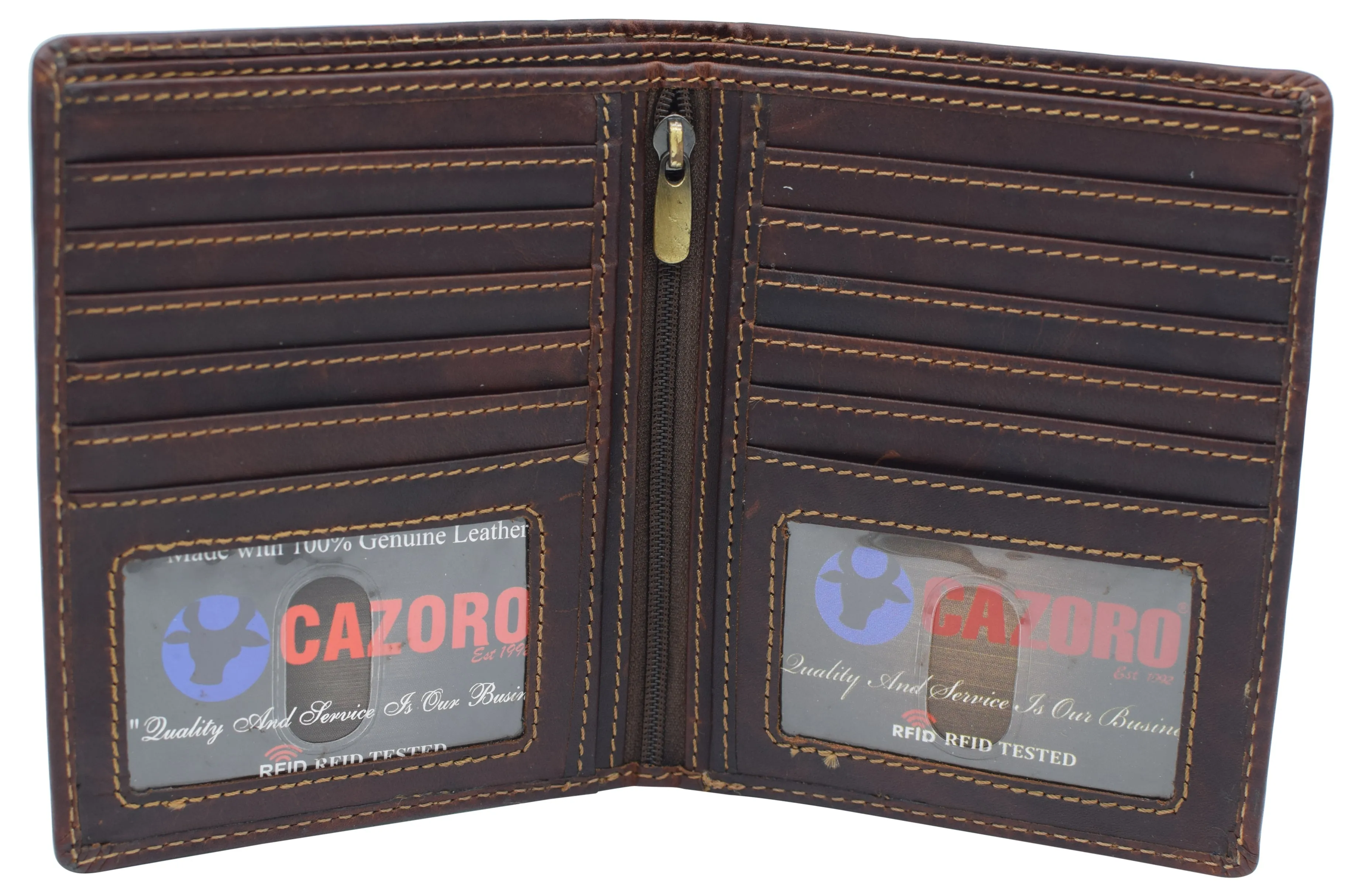 RFID Blocking 2 ID Bifold Hipster Credit Card Wallet Vintage Leather
