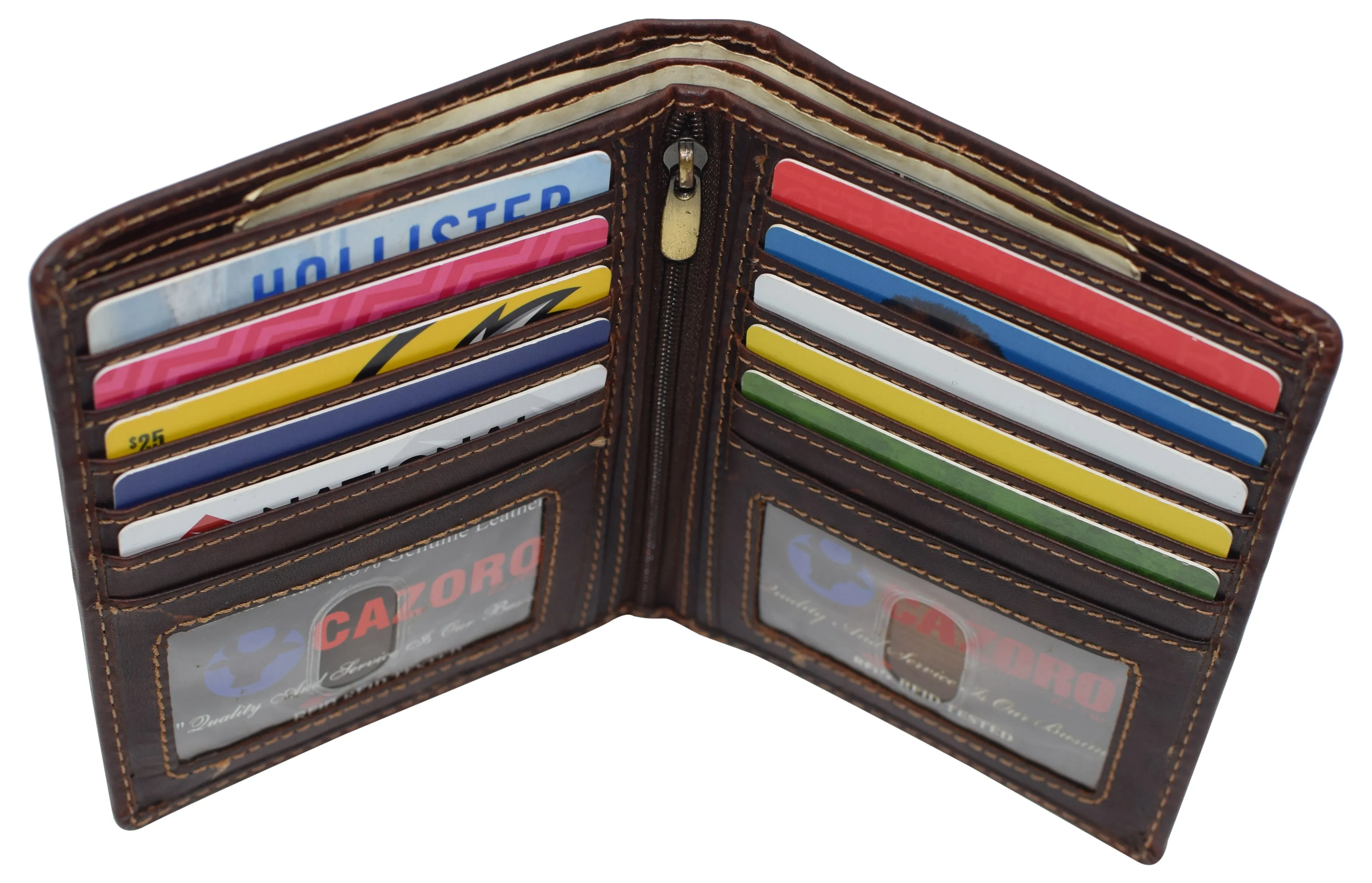 RFID Blocking 2 ID Bifold Hipster Credit Card Wallet Vintage Leather