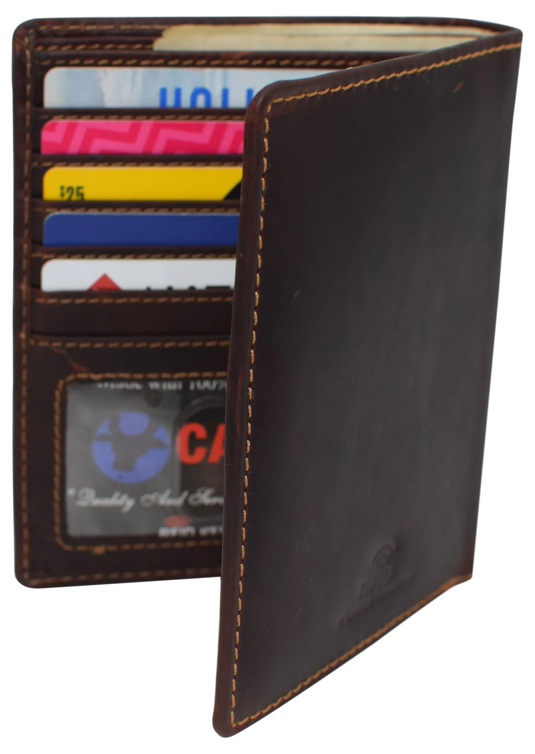 RFID Blocking 2 ID Bifold Hipster Credit Card Wallet Vintage Leather