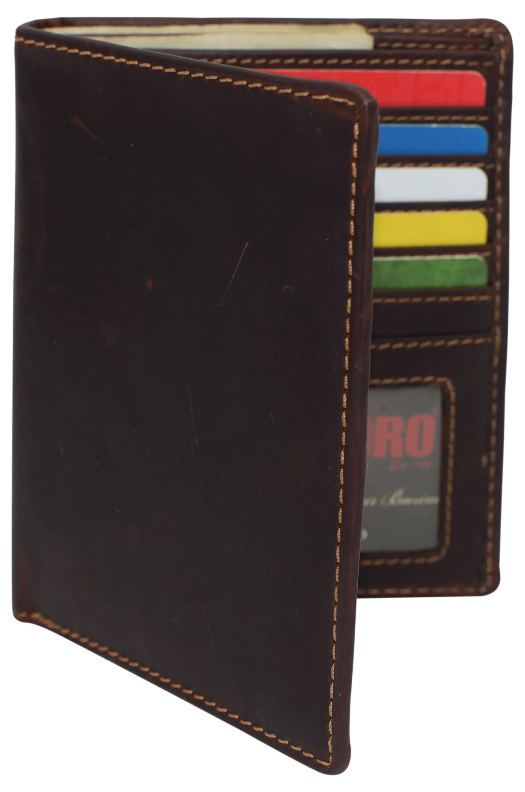 RFID Blocking 2 ID Bifold Hipster Credit Card Wallet Vintage Leather
