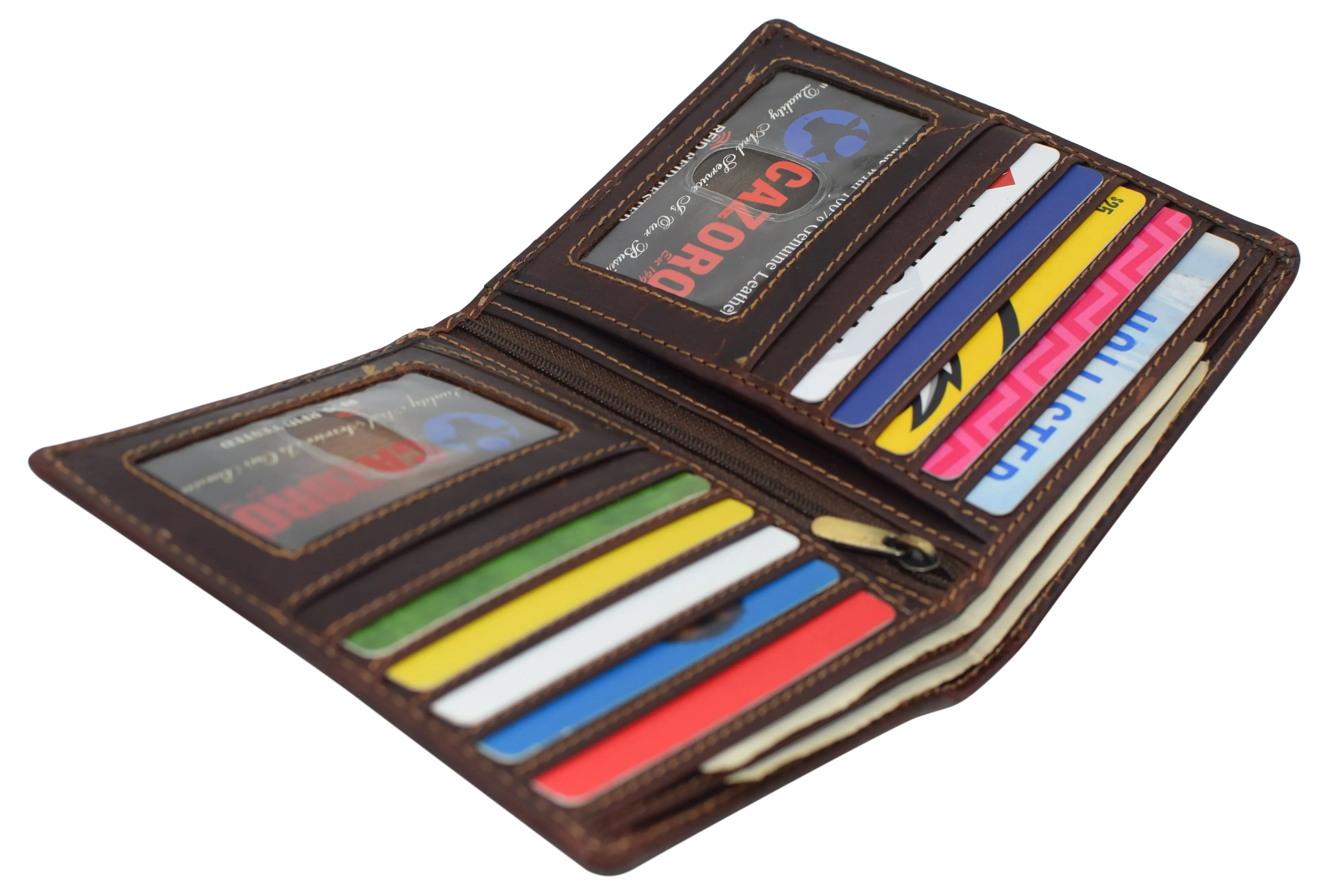 RFID Blocking 2 ID Bifold Hipster Credit Card Wallet Vintage Leather