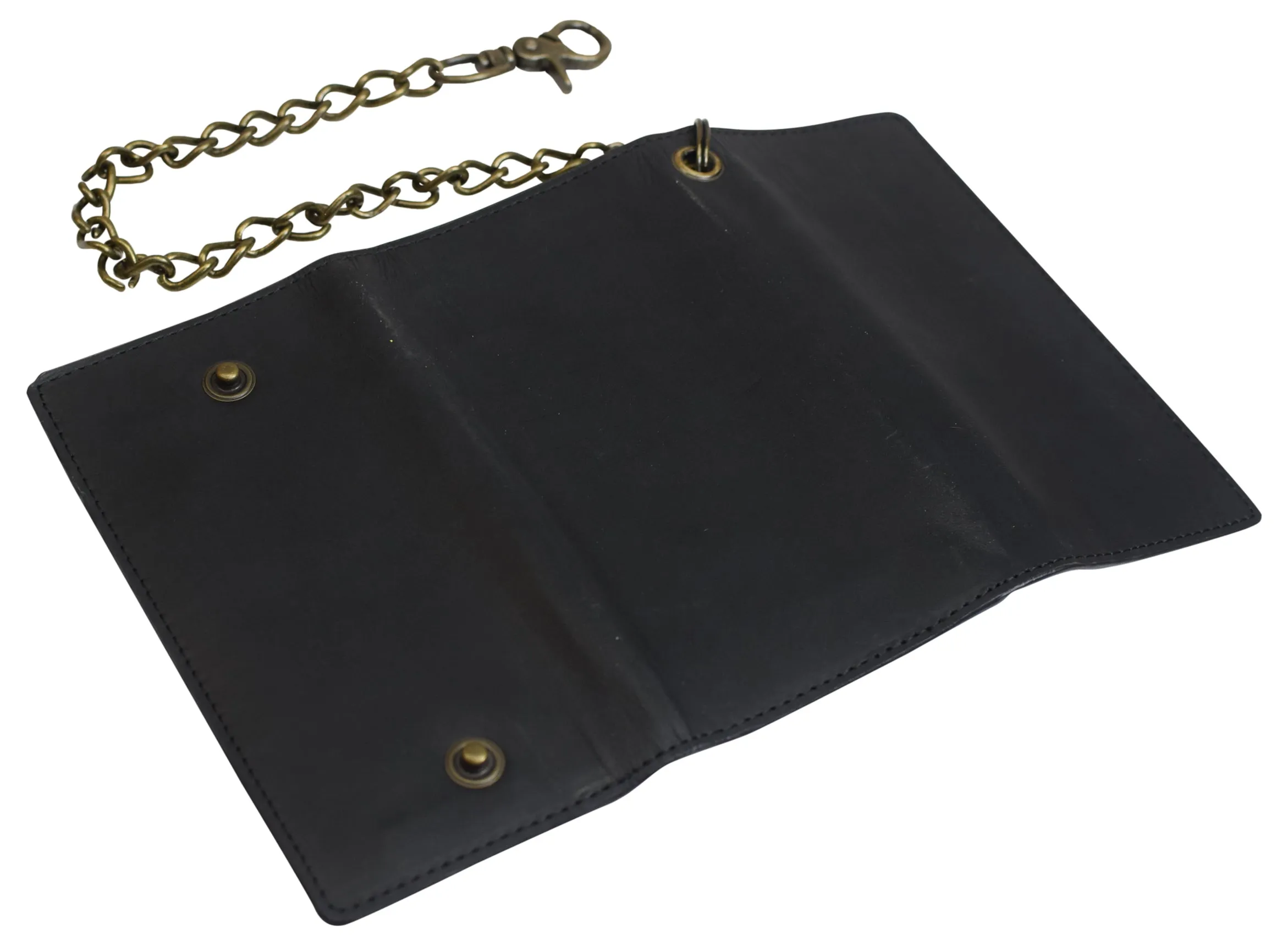 RFID Blocking Men's Biker Vintage Brown Genuine Leather Long Tri-fold Chain Wallet RFID1646HCH