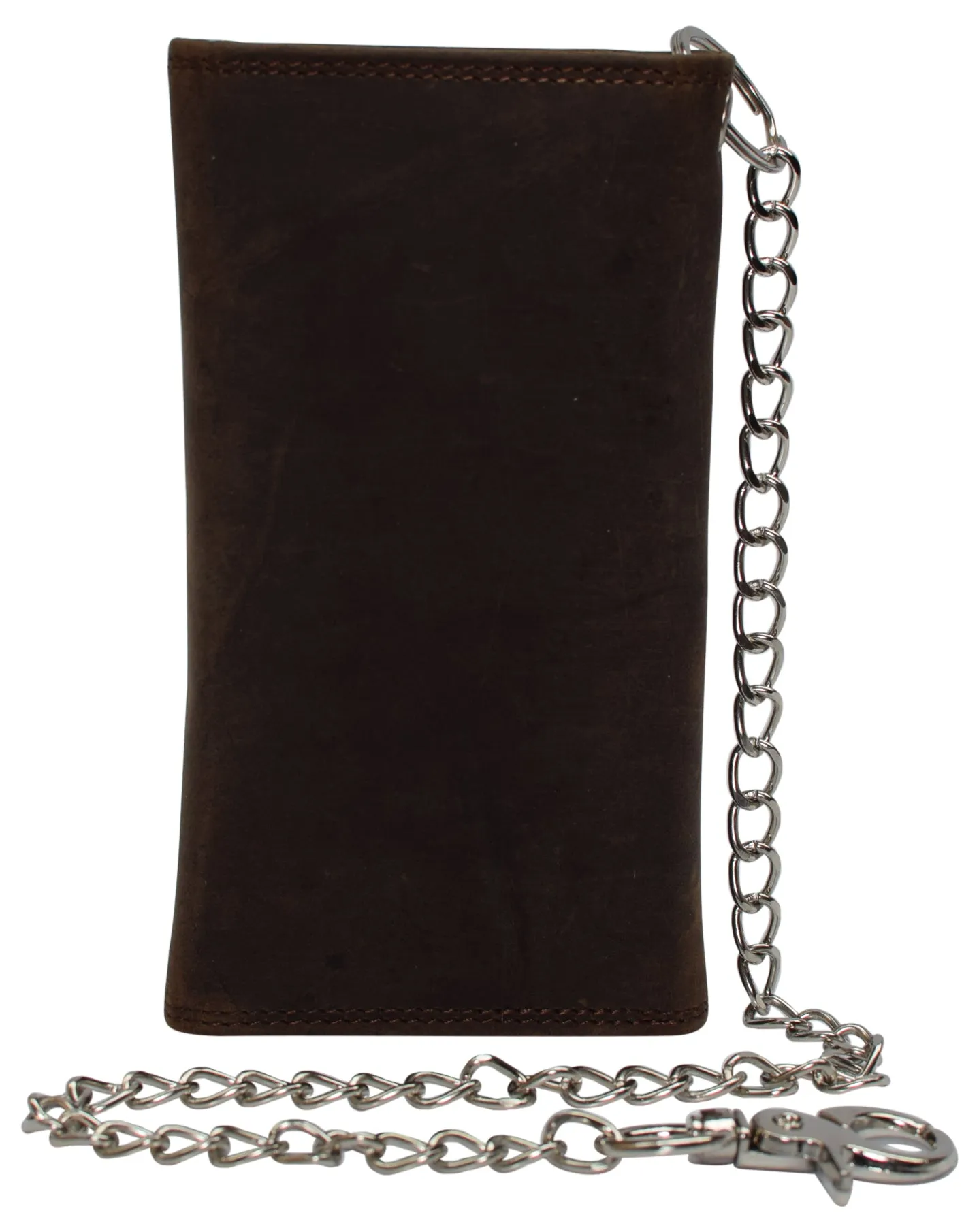 RFID Blocking Men's Biker Vintage Brown Genuine Leather Long Tri-fold Chain Wallet RFID1646HCH