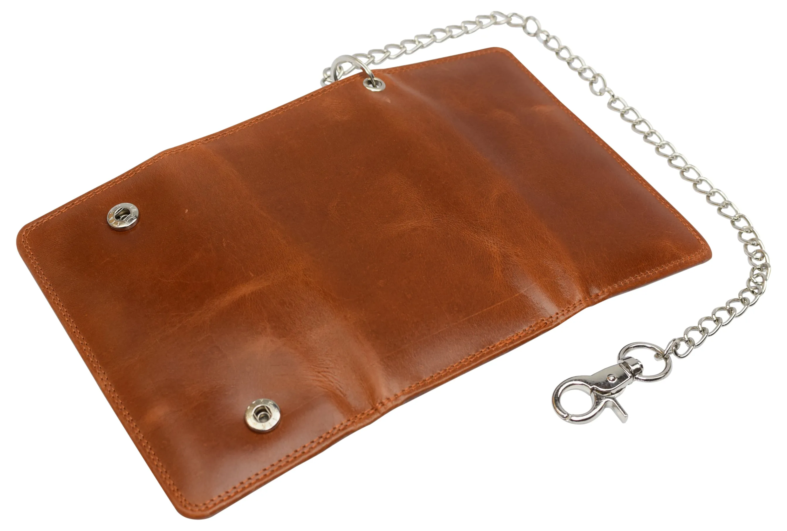RFID Blocking Men's Biker Vintage Brown Genuine Leather Long Tri-fold Chain Wallet RFID1646HCH