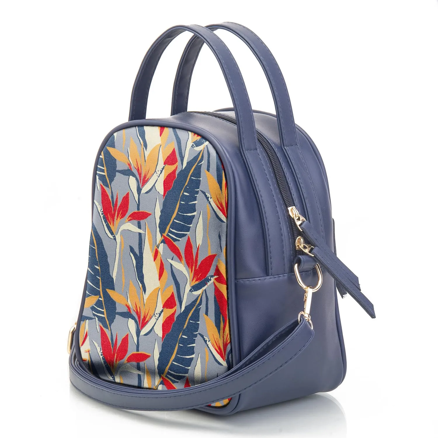 SACCI MUCCI Women's Satchel Bag | Ladies Purse Handbag | Women's Handbag - Exotic Jungle (Navy Blue)