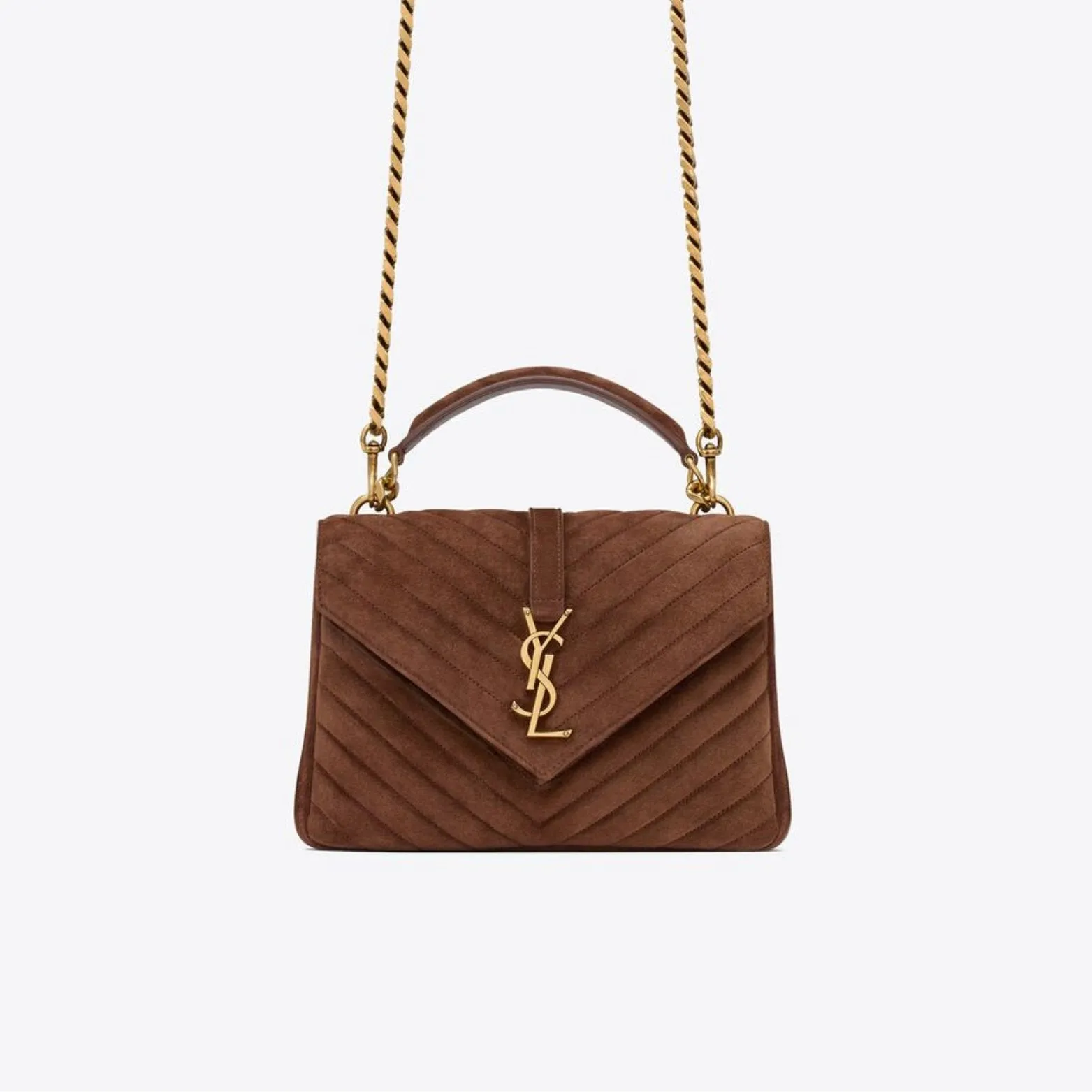 SAINT LAURENT Medium College in Quilted Suede
