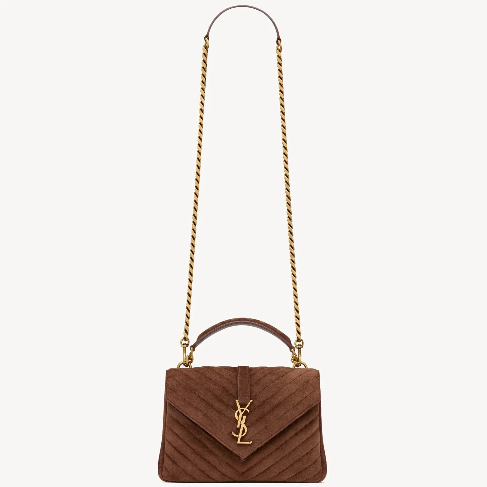 SAINT LAURENT Medium College in Quilted Suede