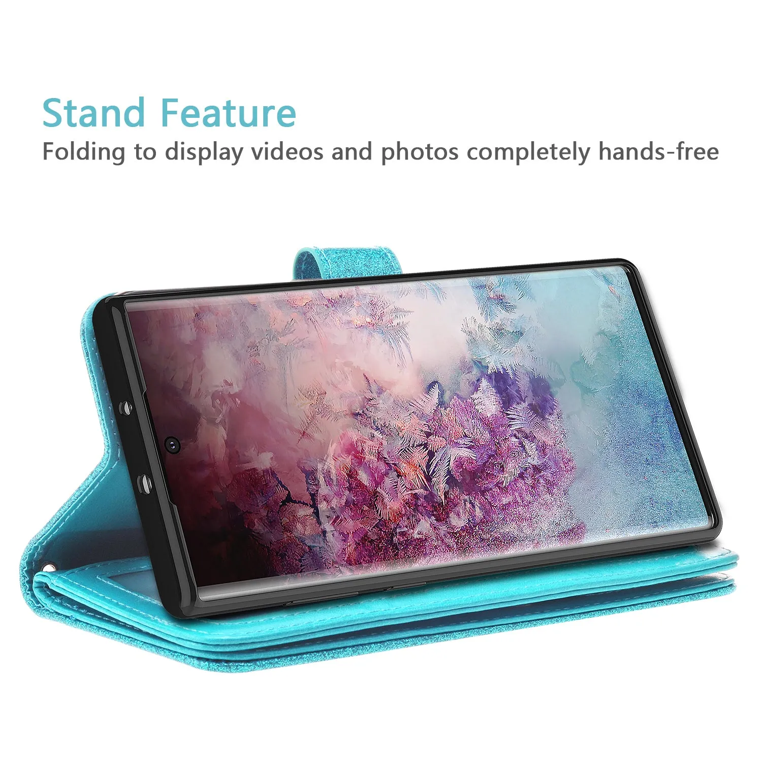 Samsung Galaxy Note 10 Case, Galaxy Note 10 Case, Glitter Faux Leather Flip Credit Card Holder Wrist Strap Shockproof Protective Wallet Case Clutch for Galaxy Note 10 - Teal