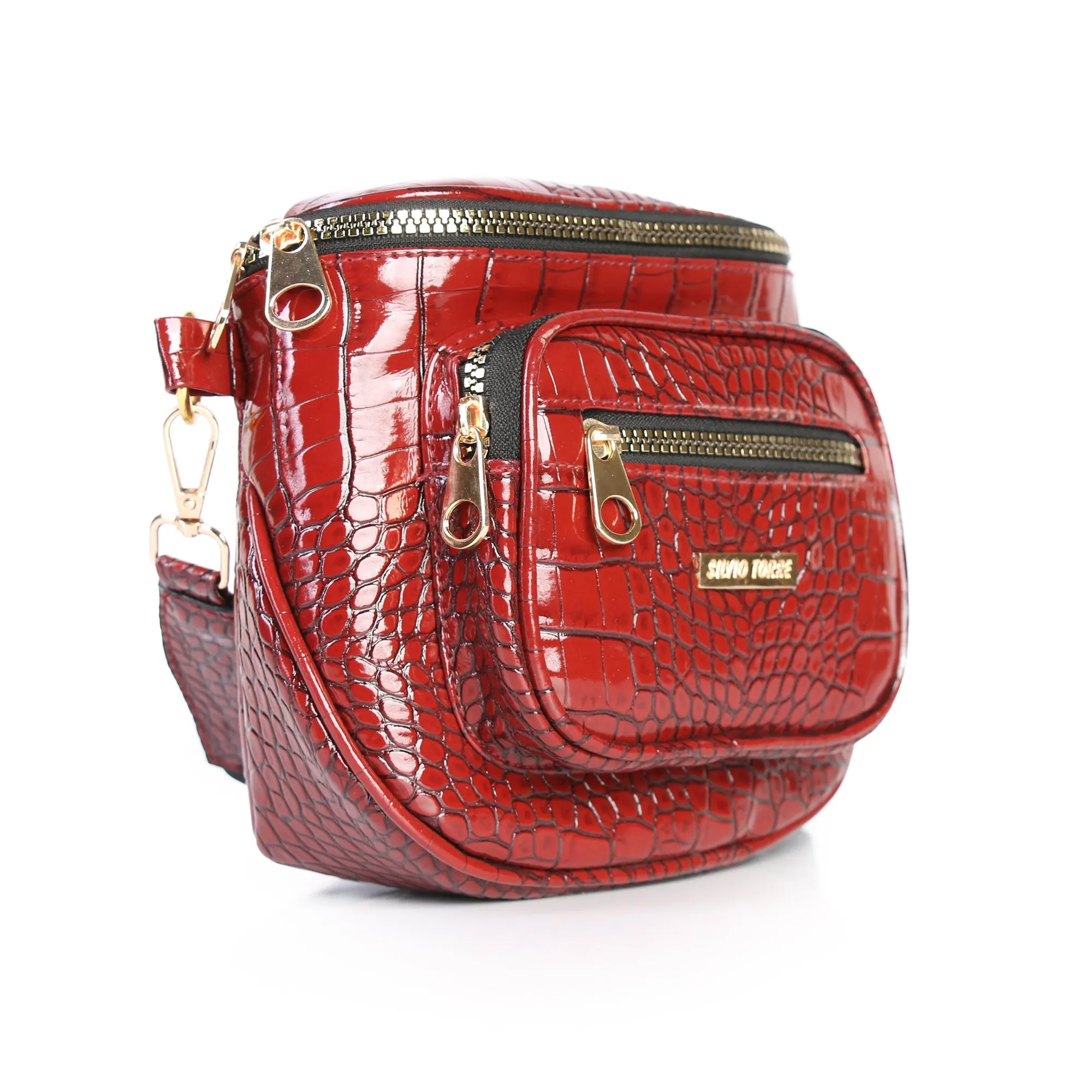 Shiny Crocodile Leather Crossbody Bag