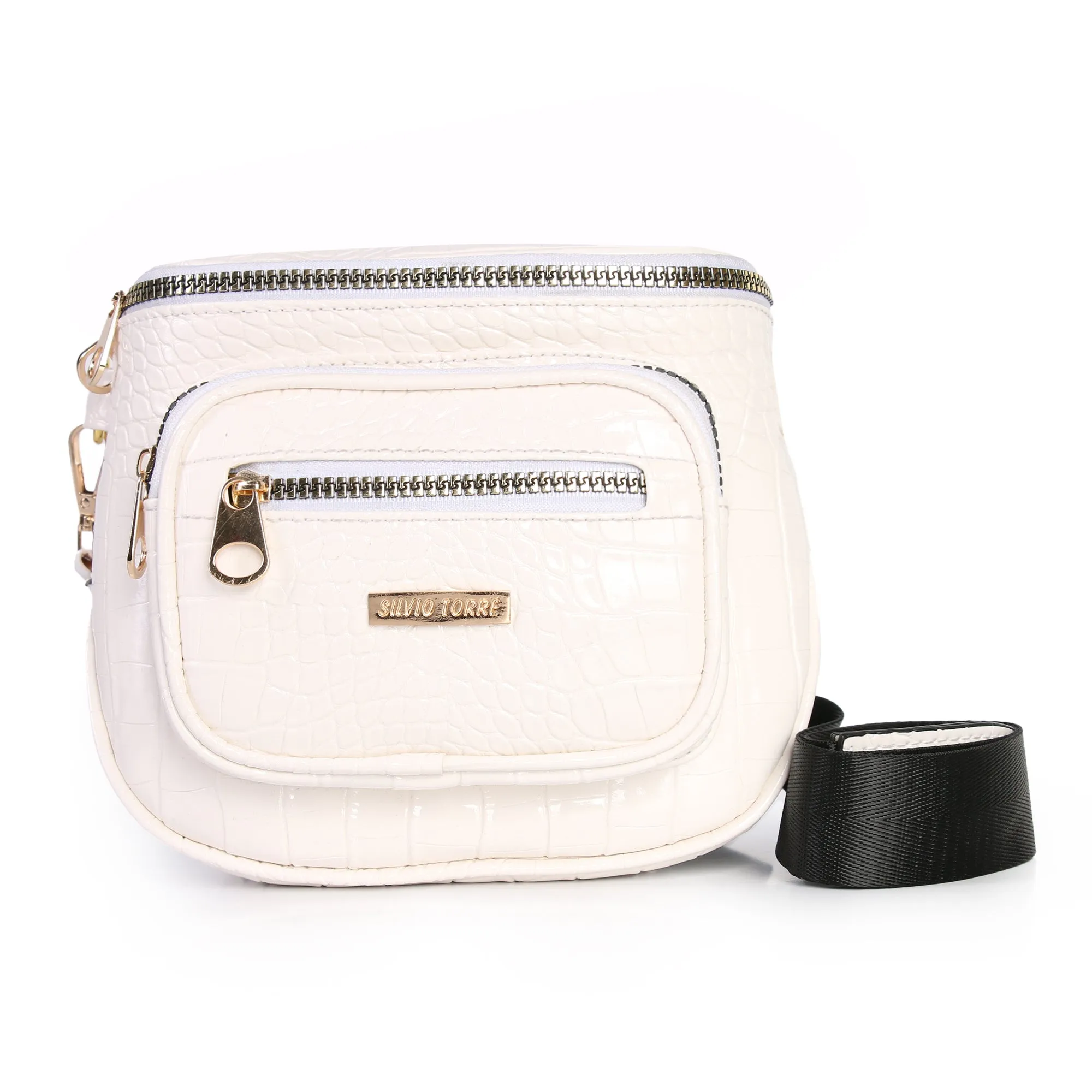 Shiny Crocodile Leather Crossbody Bag