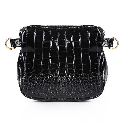 Shiny Crocodile Leather Crossbody Bag