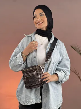 Shiny Crocodile Leather Crossbody Bag