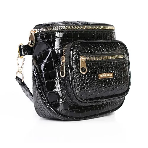 Shiny Crocodile Leather Crossbody Bag