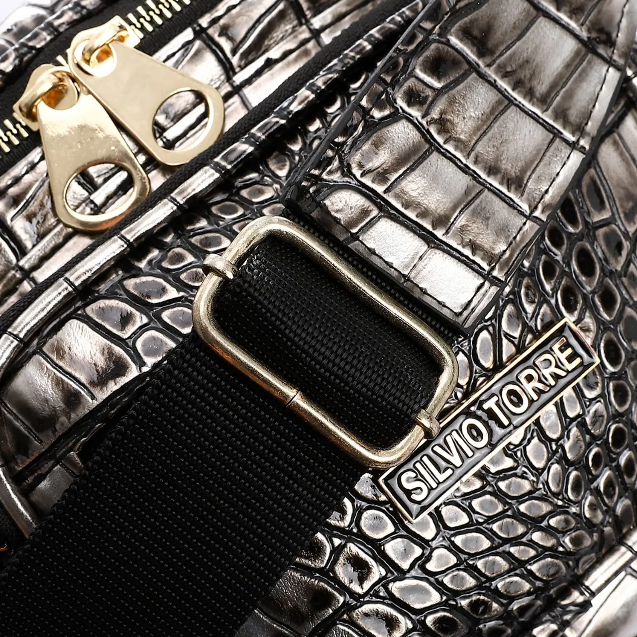 Shiny Crocodile Leather Crossbody Bag