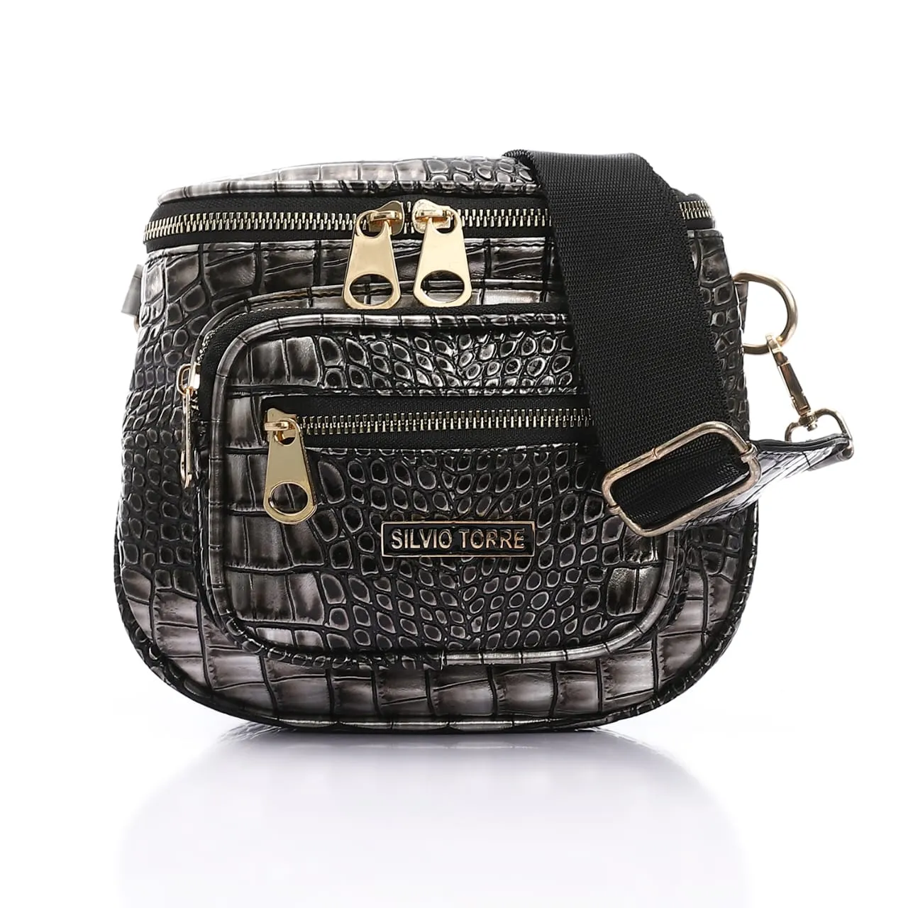Shiny Crocodile Leather Crossbody Bag