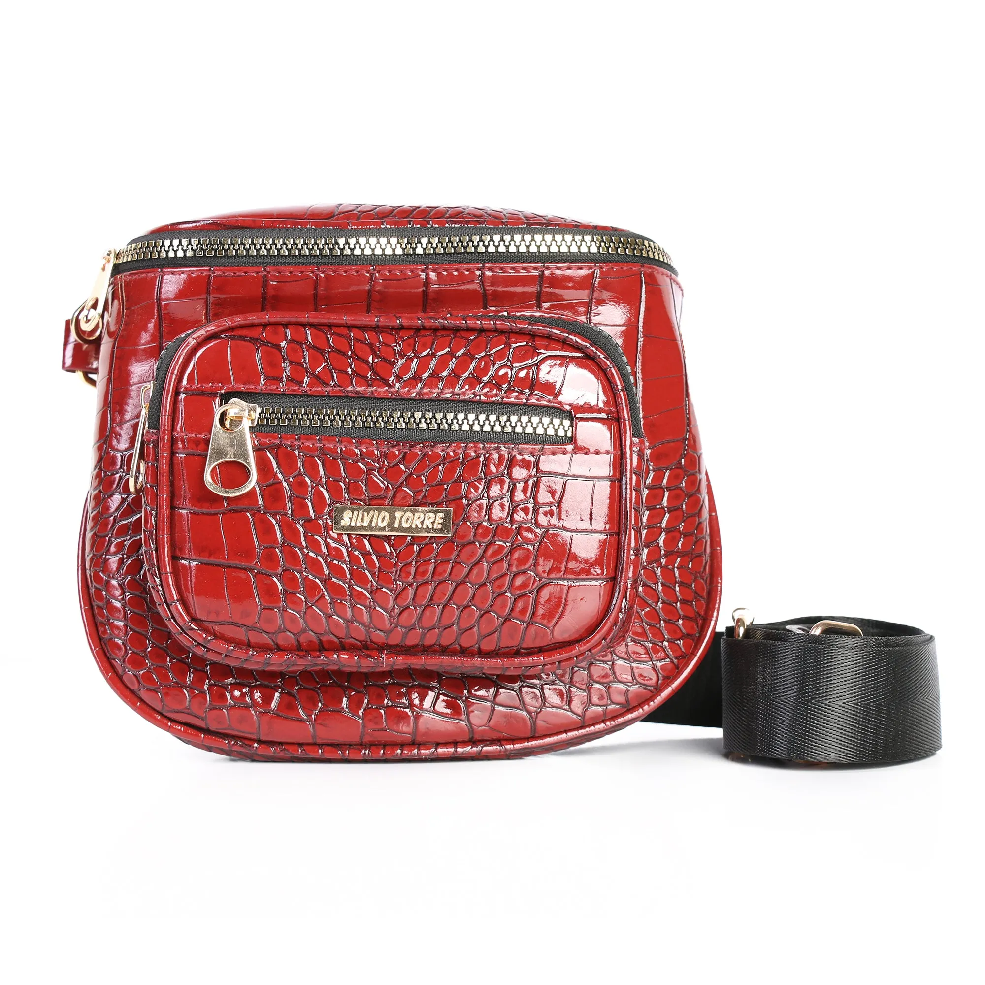 Shiny Crocodile Leather Crossbody Bag