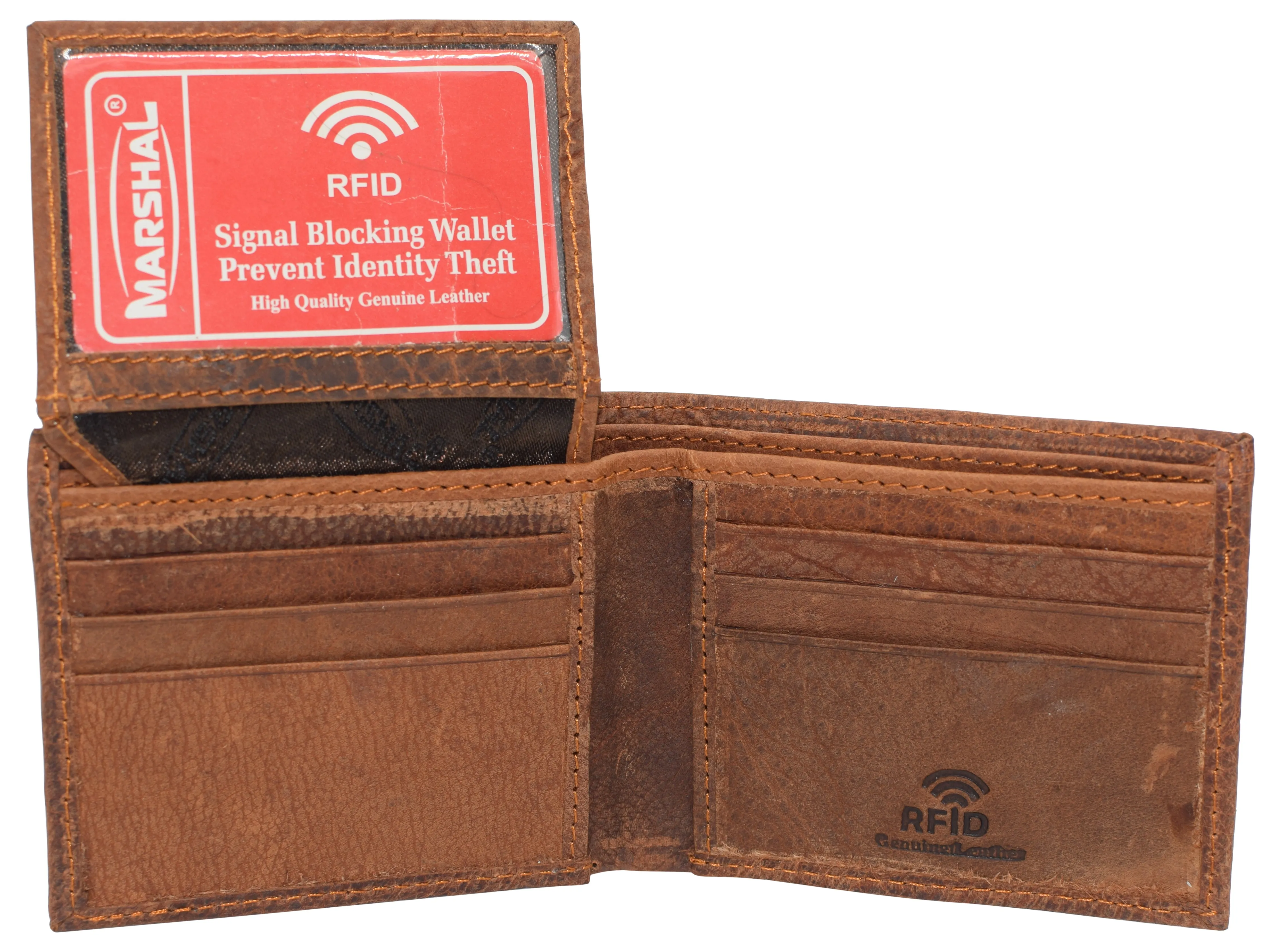 Skull Chain RFID Blocking Real Leather Bifold Classic Wallet for Men