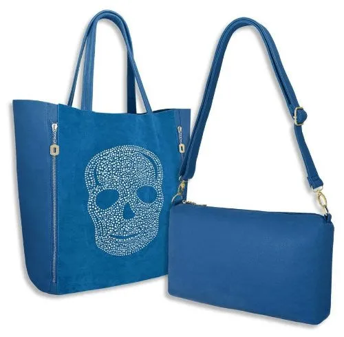 Skull Print Faux Leather Tote Bag