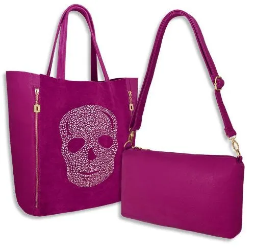 Skull Print Faux Leather Tote Bag