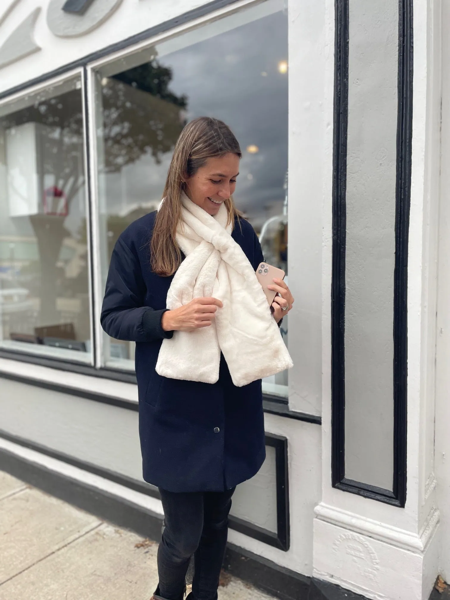 Sprigs Faux Fur Scarf with Velvet Perfect Fit Texting Gloves