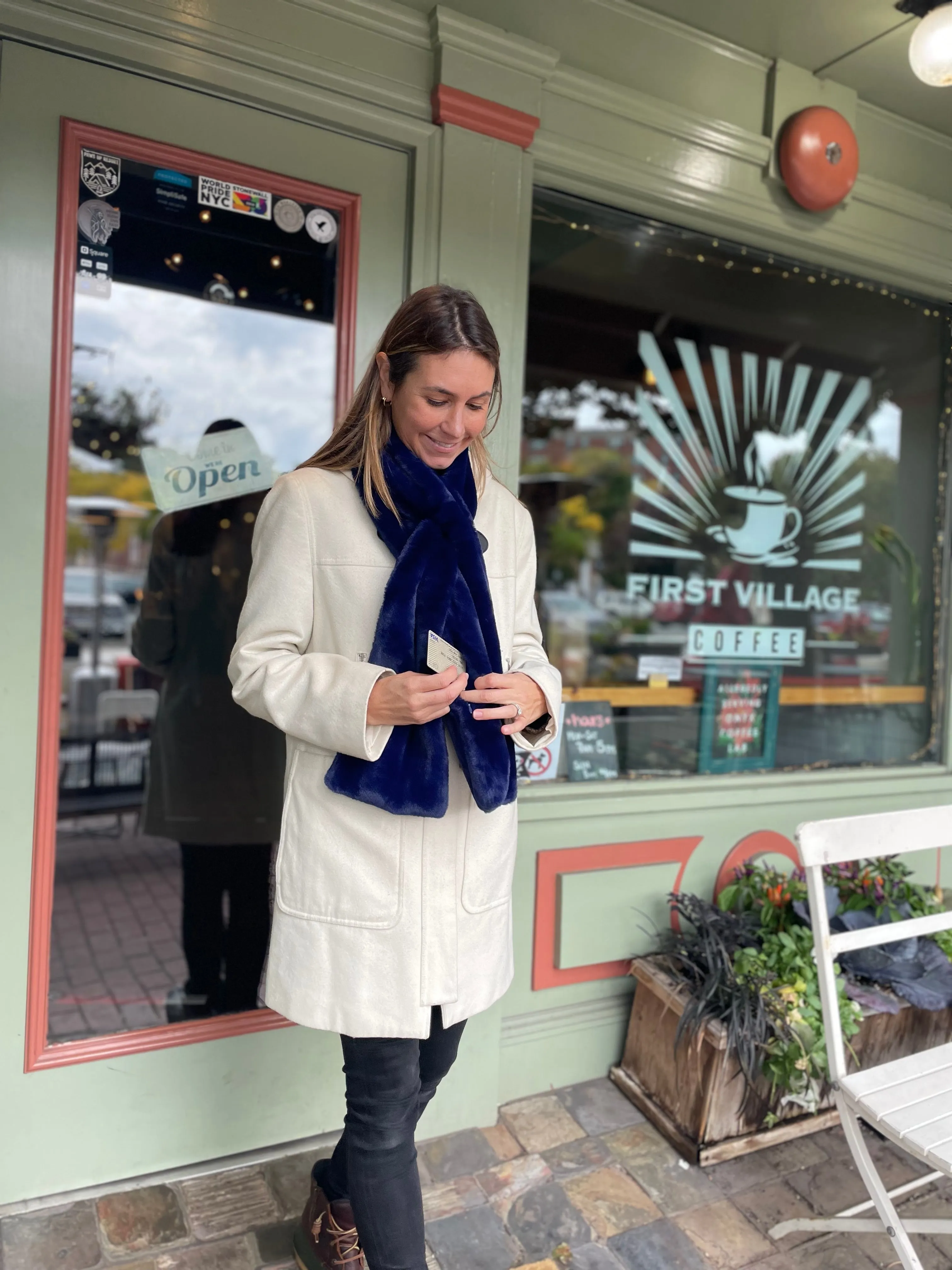 Sprigs Faux Fur Scarf with Velvet Perfect Fit Texting Gloves