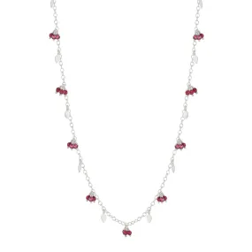 Sterling Silver Tiny Petal Chain with Garnet