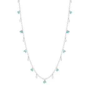 Sterling Silver Tiny Petal Chain with Turquoise