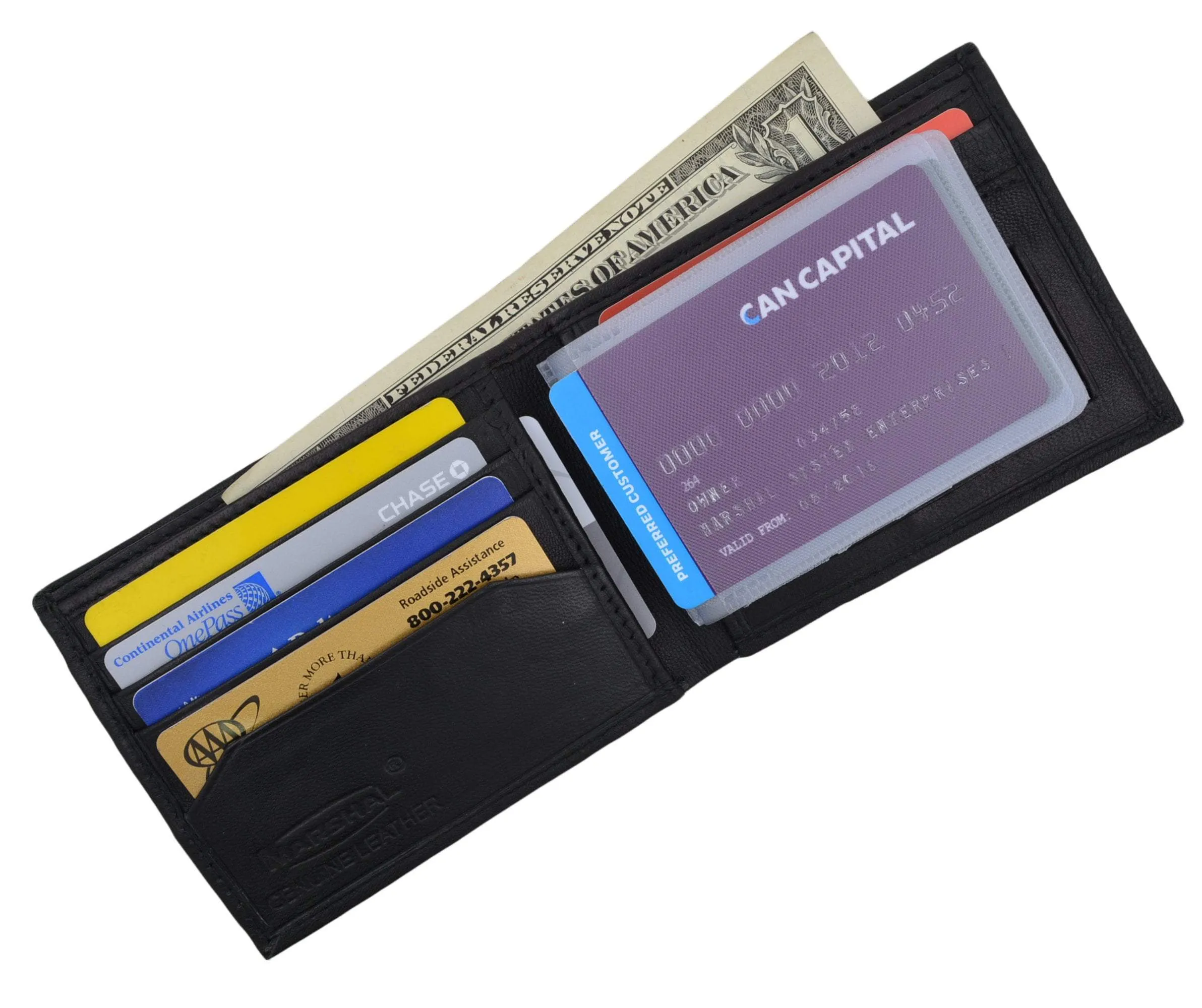 Swiss Marshal Men's Soft Premium Leather Bifold ID Credit Card Money Wallet SW-P60