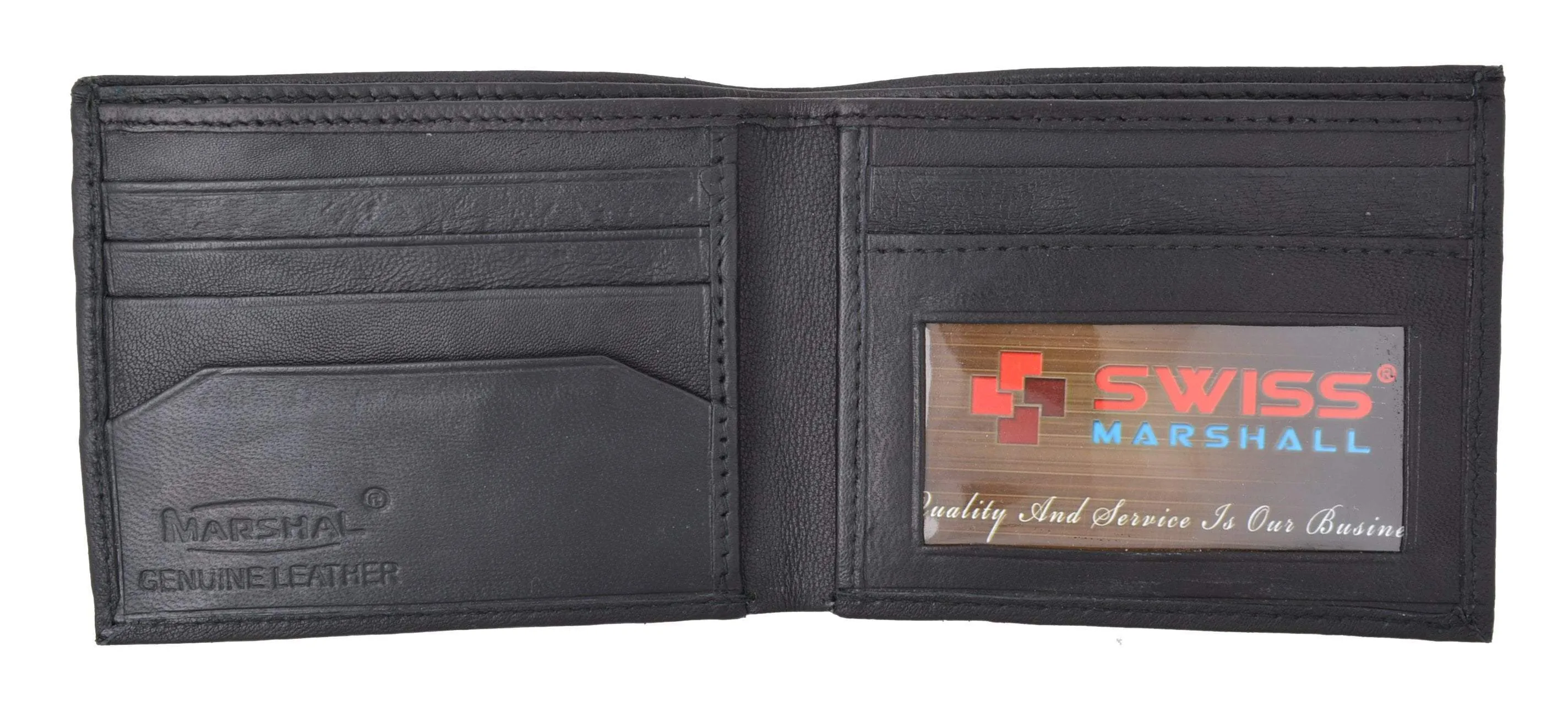 Swiss Marshal Men's Soft Premium Leather Bifold ID Credit Card Money Wallet SW-P60