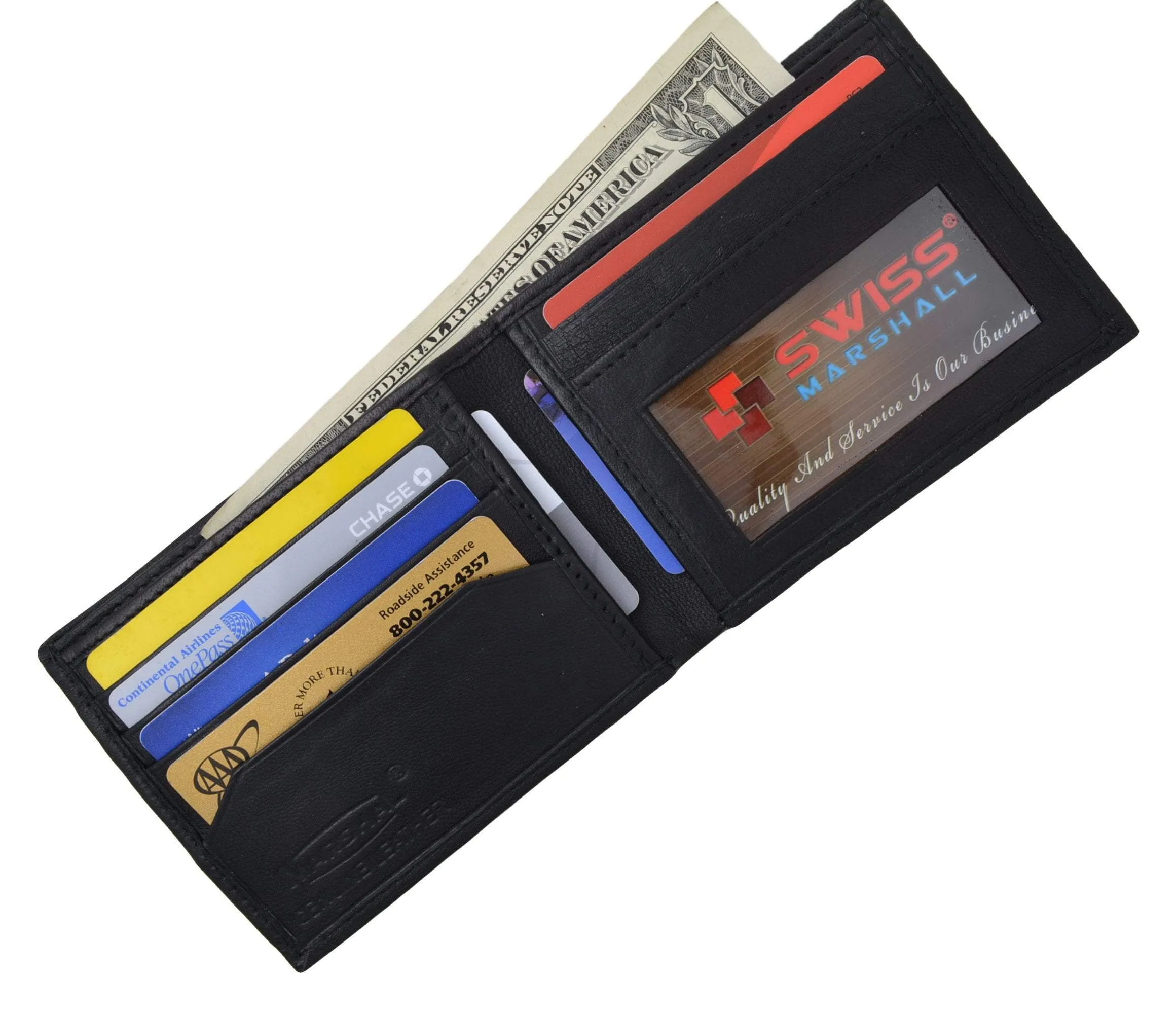Swiss Marshal Men's Soft Premium Leather Bifold ID Credit Card Money Wallet SW-P60