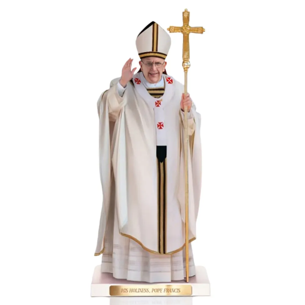 The Ashton-Drake Galleries Pope Francis Collectible Doll Commemorating the Inaugural Mass of the Humble Pontiff Handcrafted Tribute with Rich Detailing Golden Staff and Display Base 17-inches