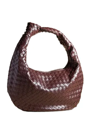 The Brigitte Woven Faux-Leather Shoulder Bag by Melie Bianco: Oversized Edition