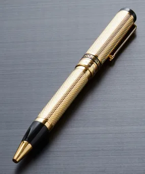 Tribune Diamond-Cut Engraved Brass Ballpoint Pen - 18K Gold Plated