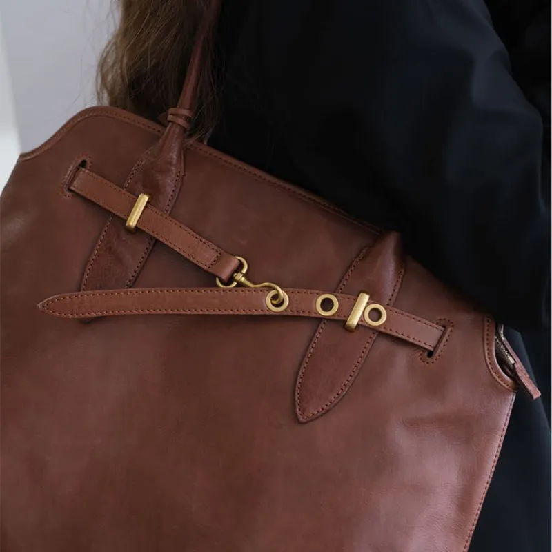 Vegetable-tanned Leather Practical Business Large Capacity Shoulder Bag