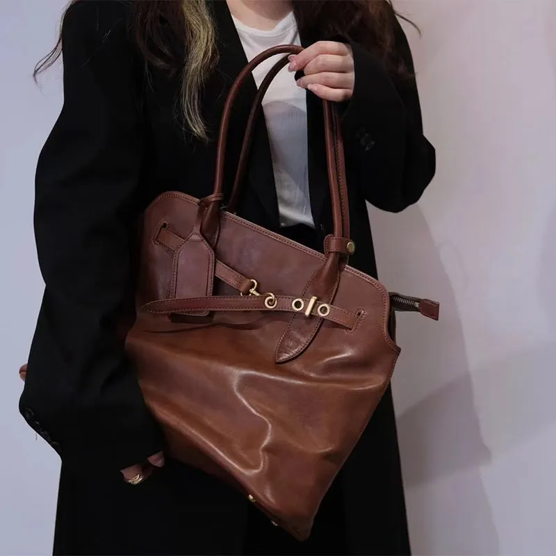 Vegetable-tanned Leather Practical Business Large Capacity Shoulder Bag