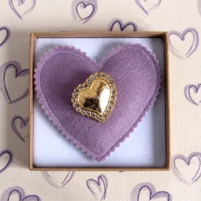 Vintage Diamanté Frank Usher Heart Brooch