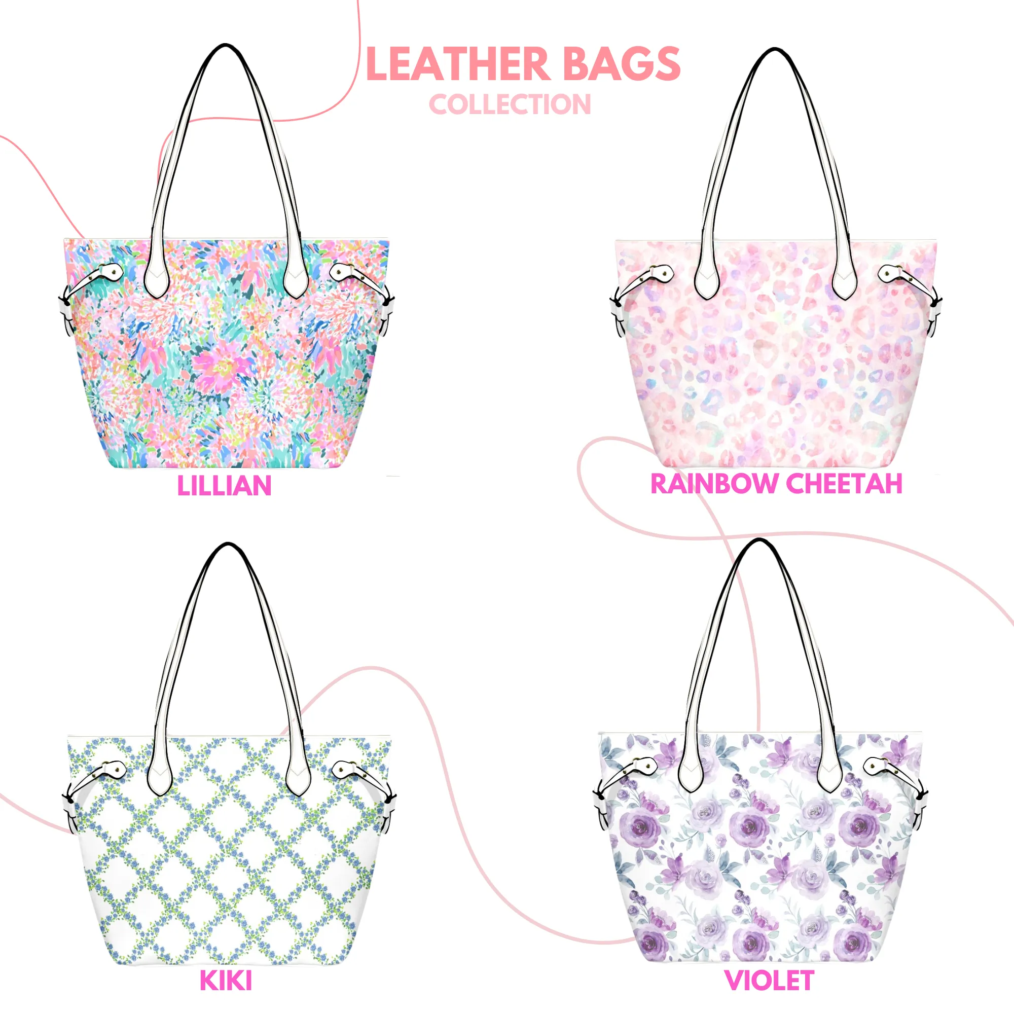 Violet Floral Leather Bag | Perfect Gift for Her | Elegant & Durable Fashion Tote