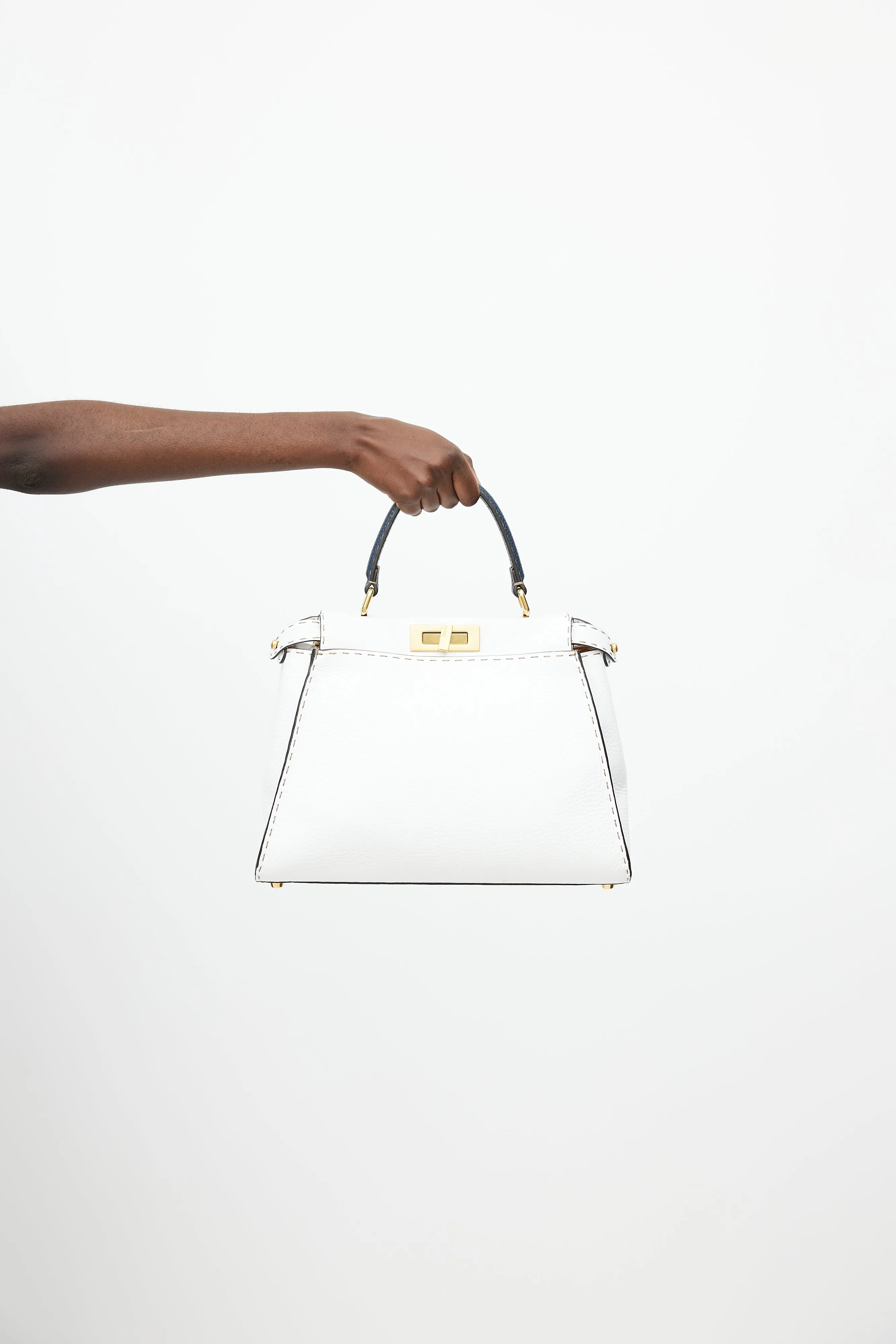 White & Navy Peekaboo Medium Crossbody Bag