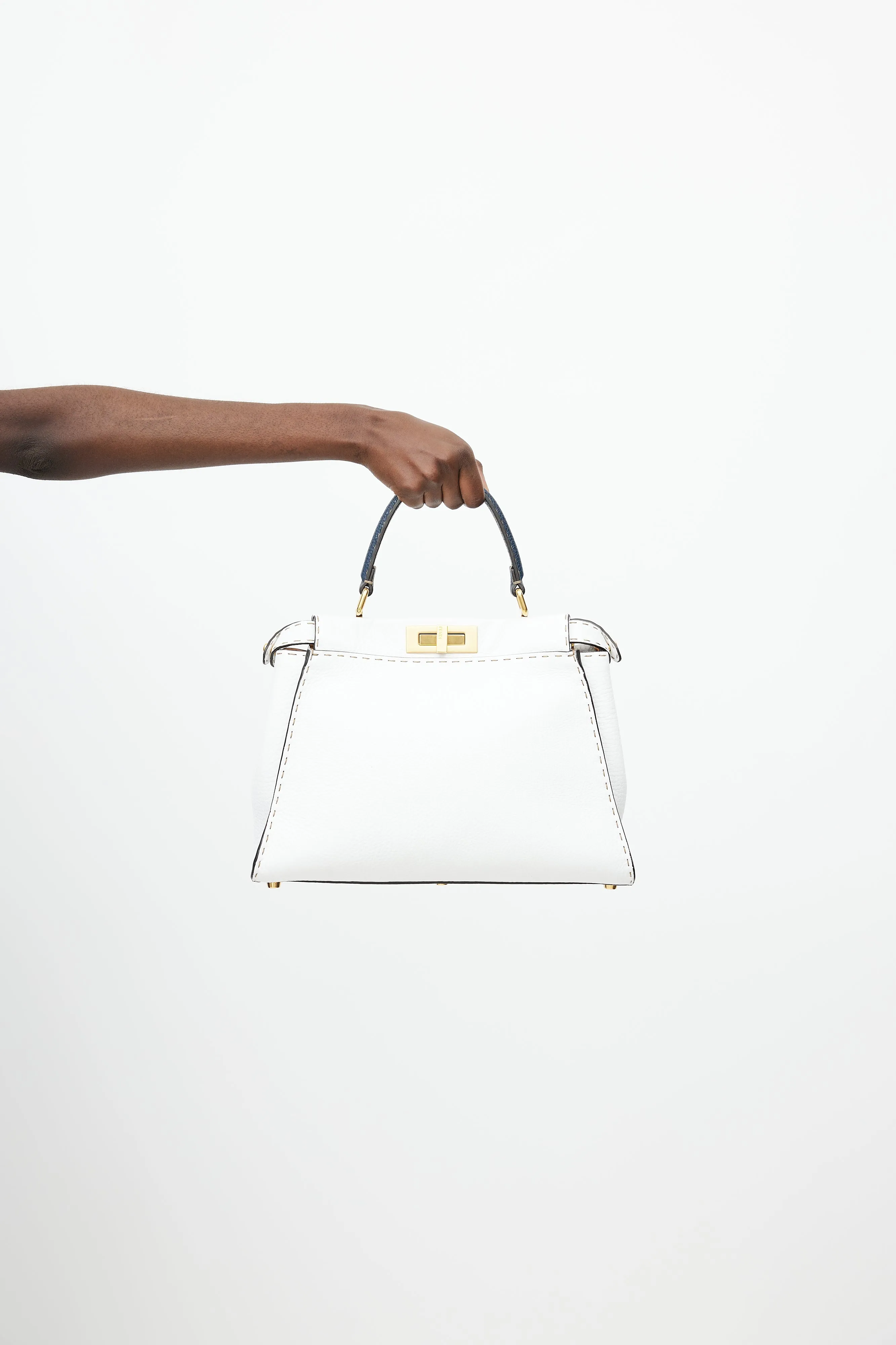 White & Navy Peekaboo Medium Crossbody Bag